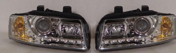 ФАРА AUDI A4 (8E2,B6) `01-04 LH+RH хром. линз. ходовые Junyan (тюнинг)